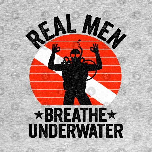 Real Men Breathe Underwater Scuba Diving Diver Down Flag by Kuehni